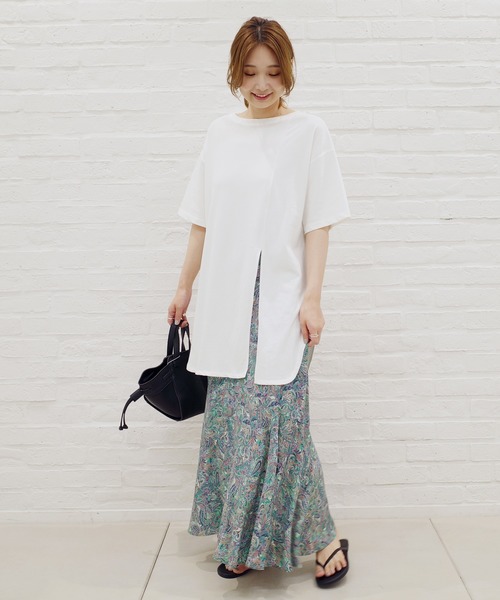 DouDou(ドゥドゥ)の「2WAYスリット7分T(Tシャツ/カットソー・レディース・オフホワイト/ピンク/カーキ/グレー系その他/グレー/バイオレット/サンドベージュ・FREE)」の10枚目の写真