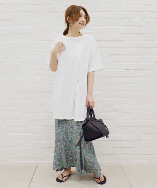 DouDou(ドゥドゥ)の「2WAYスリット7分T(Tシャツ/カットソー・レディース・オフホワイト/ピンク/カーキ/グレー系その他/グレー/バイオレット/サンドベージュ・FREE)」の17枚目の写真