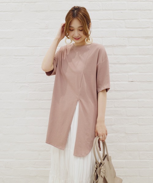 DouDou(ドゥドゥ)の「2WAYスリット7分T(Tシャツ/カットソー・レディース・オフホワイト/ピンク/カーキ/グレー系その他/グレー/バイオレット/サンドベージュ・FREE)」の19枚目の写真