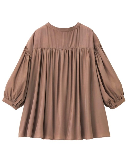 GeeRA(ジーラ)の「ギャザーデザインブラウス(シャツ/ブラウス・レディース・ドット/アイボリー/モカ・XX-LARGE/X-LARGE/MEDIUM/LARGE)」の6枚目の写真