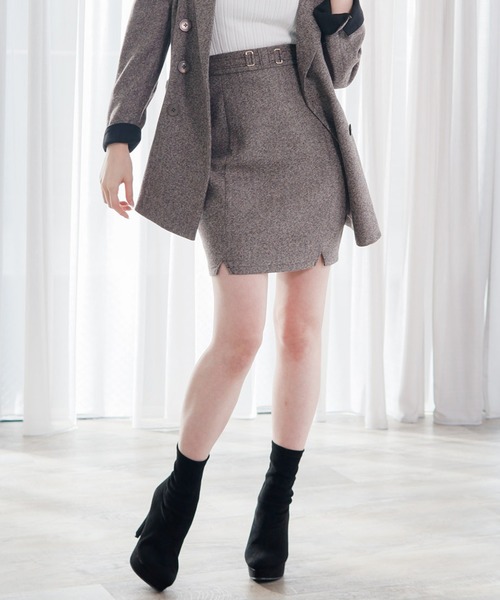 LIPSERVICE（リップサービス）の「ウエストポイントMIX台形スカート（スカート・レディース・ブラック/ブラウン/その他1・S/M）」の2枚目の写真