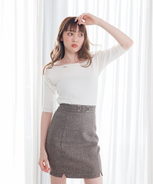 LIPSERVICE（リップサービス）の「ウエストポイントMIX台形スカート（スカート・レディース・ブラック/ブラウン/その他1・S/M）」の6枚目の写真