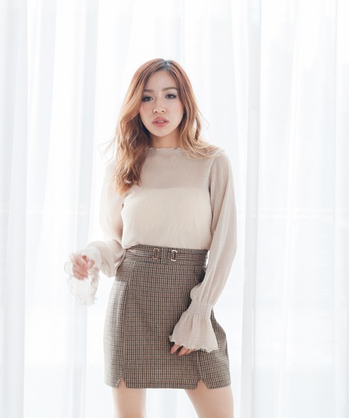 LIPSERVICE（リップサービス）の「ウエストポイントMIX台形スカート（スカート・レディース・ブラック/ブラウン/その他1・S/M）」の7枚目の写真