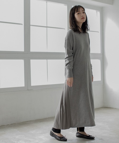 ★美品◆オードリーアンドジョンワッド◆2wayプリーツドッキングニットワンピース audrey and john wad（オードリーアンドジョンワッド）の