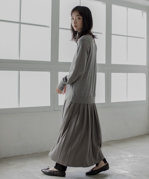 セール】プリーツドッキングニットワンピース（前後2way）（ワンピース