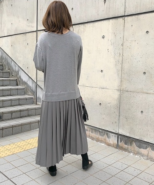 セール】プリーツドッキングニットワンピース（前後2way）（ワンピース