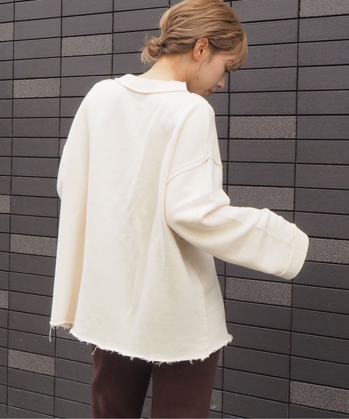 tiptop（ティップトップ）の「2020AW ダメージ加工裏毛プルオーバー（スウェット・レディース・ブラウン/カーキ/オフホワイト/スミクロ・FREE）」の2枚目の写真