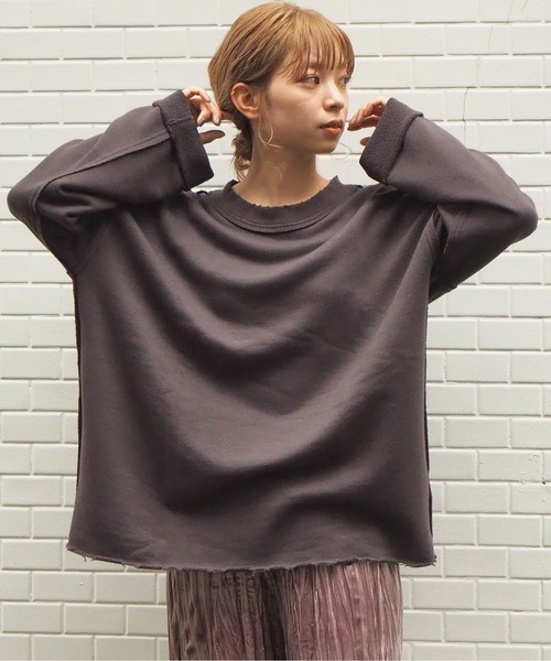 tiptop（ティップトップ）の「2020AW ダメージ加工裏毛プルオーバー（スウェット・レディース・ブラウン/カーキ/オフホワイト/スミクロ・FREE）」の3枚目の写真