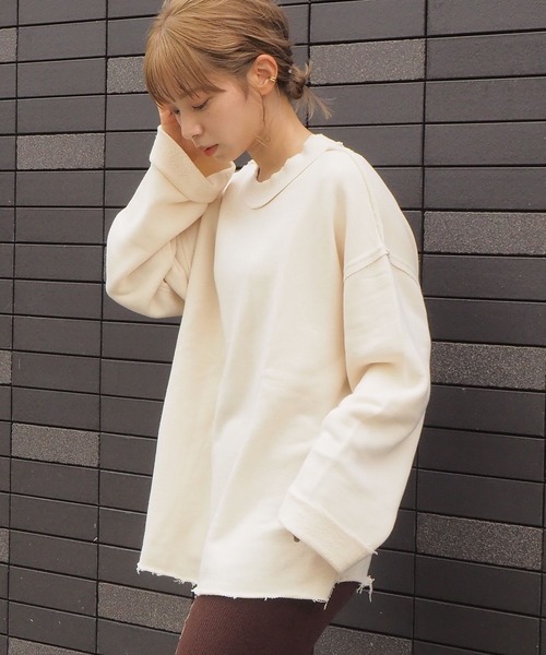 tiptop（ティップトップ）の「2020AW ダメージ加工裏毛プルオーバー（スウェット・レディース・ブラウン/カーキ/オフホワイト/スミクロ・FREE）」の9枚目の写真