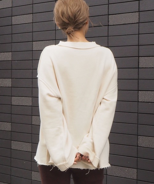 tiptop（ティップトップ）の「2020AW ダメージ加工裏毛プルオーバー（スウェット・レディース・ブラウン/カーキ/オフホワイト/スミクロ・FREE）」の5枚目の写真