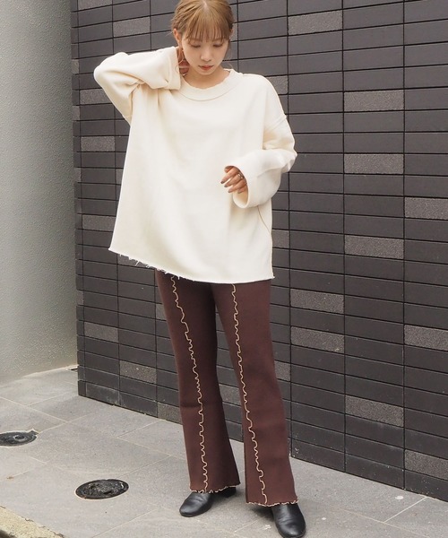 tiptop（ティップトップ）の「2020AW ダメージ加工裏毛プルオーバー（スウェット・レディース・ブラウン/カーキ/オフホワイト/スミクロ・FREE）」の7枚目の写真