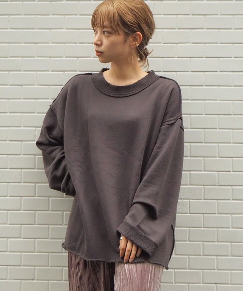 tiptop（ティップトップ）の「2020AW ダメージ加工裏毛プルオーバー（スウェット・レディース・ブラウン/カーキ/オフホワイト/スミクロ・FREE）」の12枚目の写真