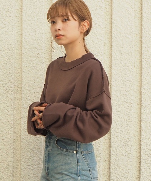 tiptop（ティップトップ）の「2020AW ダメージ加工裏毛プルオーバー（スウェット・レディース・ブラウン/カーキ/オフホワイト/スミクロ・FREE）」の6枚目の写真