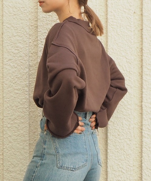 tiptop（ティップトップ）の「2020AW ダメージ加工裏毛プルオーバー（スウェット・レディース・ブラウン/カーキ/オフホワイト/スミクロ・FREE）」の10枚目の写真