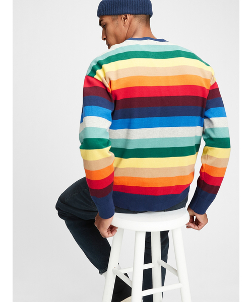 ストライプ クルーネック セーター Mサイズ GAP（ギャップ）の「ハッピーストライプ クルーネックセーター（ニット