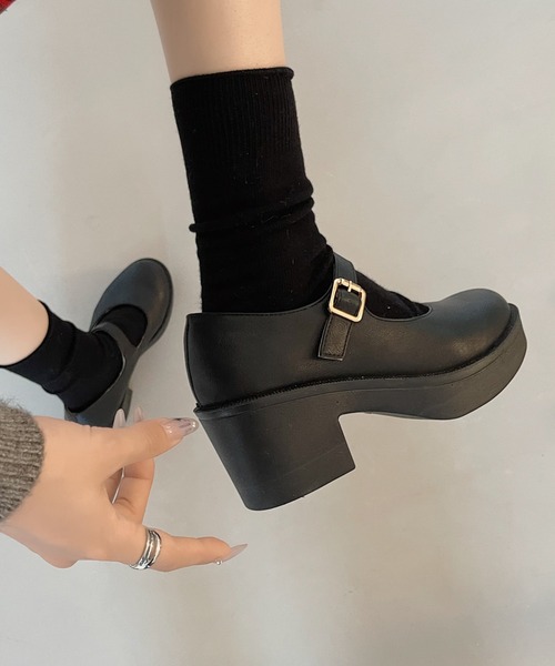Shoes in Closet(シューズインクローゼット)の「厚底 ヒールアップ メリージェーン ストラップ シューズ 1985(ドレスシューズ・レディース・ブラック/ダークブラウン/ブラック系その他/アイボリー/ベージュ系9・LL/3L/S/M/L/XS/4L)」の20枚目の写真