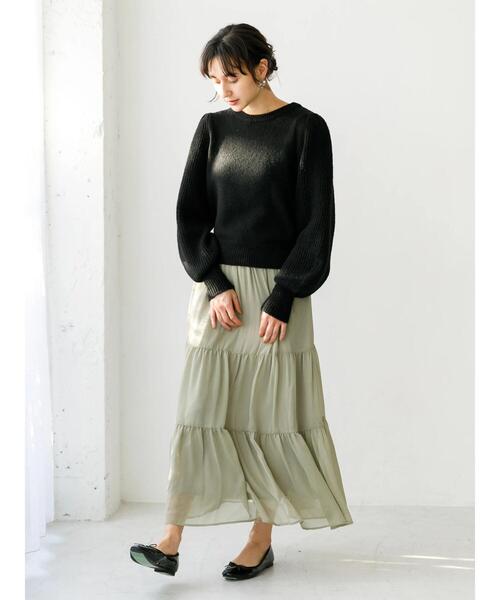 earth music&ecology（アースミュージックアンドエコロジー）の「シフォンティアードスカート　＊（スカート・レディース・アイボリー/ブラック系その他5/モカ/ピンク/ドット/ミント・FREE）」の8枚目の写真