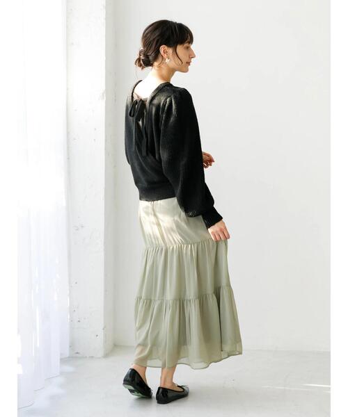 earth music&ecology（アースミュージックアンドエコロジー）の「シフォンティアードスカート　＊（スカート・レディース・アイボリー/ブラック系その他5/モカ/ピンク/ドット/ミント・FREE）」の9枚目の写真