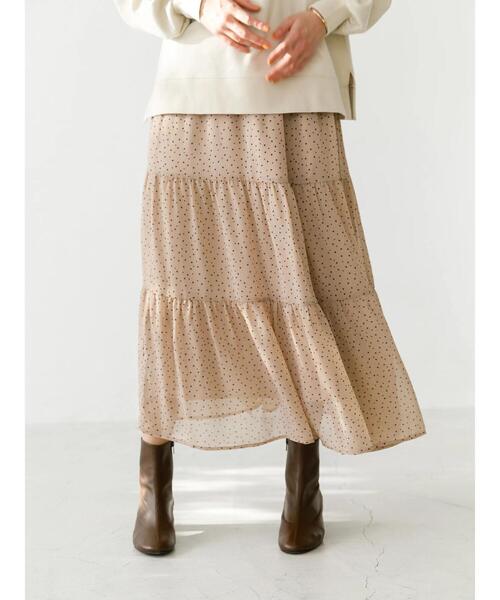 earth music&ecology（アースミュージックアンドエコロジー）の「シフォンティアードスカート　＊（スカート・レディース・アイボリー/ブラック系その他5/モカ/ピンク/ドット/ミント・FREE）」の10枚目の写真