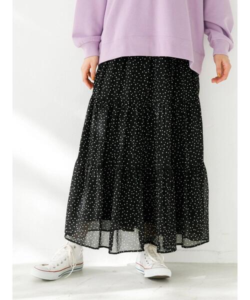 earth music&ecology（アースミュージックアンドエコロジー）の「シフォンティアードスカート　＊（スカート・レディース・アイボリー/ブラック系その他5/モカ/ピンク/ドット/ミント・FREE）」の16枚目の写真