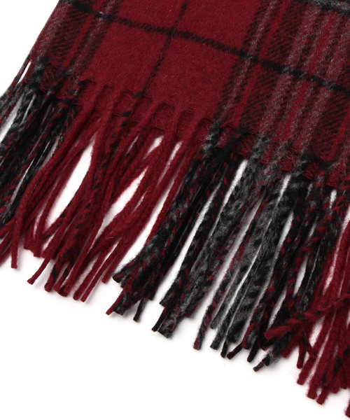 HARE（ハレ）の「ラムウールコンチェックマフラー【HARE】（マフラー・メンズ・オフホワイト/グレー/ボルドー/ネイビー・ONE SIZE）」の5枚目の写真