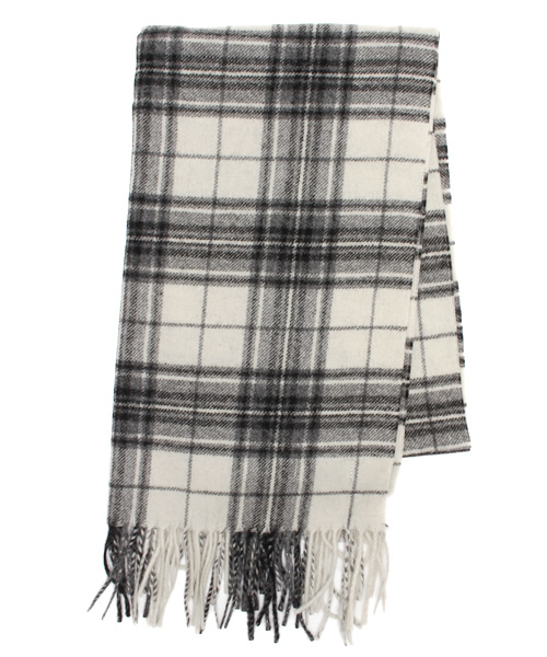 HARE（ハレ）の「ラムウールコンチェックマフラー【HARE】（マフラー・メンズ・オフホワイト/グレー/ボルドー/ネイビー・ONE SIZE）」の8枚目の写真