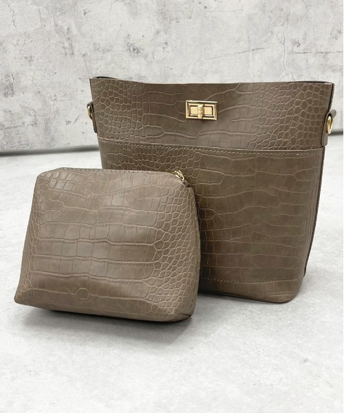 apres jour mignon（アプレジュールミニョン）の「【apresjour mignon×ARIAZ】ポーチ付き型押しショルダーバッグ（ショルダーバッグ・レディース・モカ/ダークブラウン/ブラック・ONESIZE）」の7枚目の写真