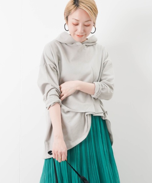 yori試着のみタグ付 バックボタンコーデュロイスカート 38 ライトグレー 