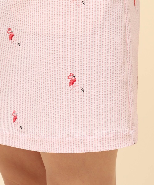 JUN&ROPE'（ジュンアンドロペ）の「サッカーストライプフラミンゴ柄プリントAラインスカート（スカート・レディース・ピンク/ブルー・S/M/L/XL）」の9枚目の写真