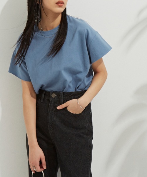 Auntie Rosa Holiday（アンティローザホリデー）の「ヘヴィーウェイトコットンフレンチスリーブTシャツ（Tシャツ/カットソー・レディース・ホワイト/チャコールグレー/パープル/ブルー/グリーン/モカ・FREE）」の5枚目の写真