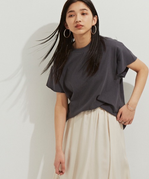 Auntie Rosa Holiday（アンティローザホリデー）の「ヘヴィーウェイトコットンフレンチスリーブTシャツ（Tシャツ/カットソー・レディース・ホワイト/チャコールグレー/パープル/ブルー/グリーン/モカ・FREE）」の9枚目の写真