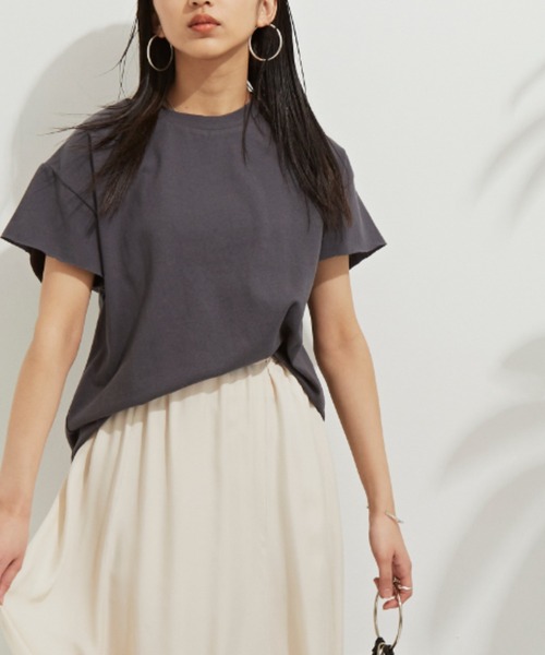 Auntie Rosa Holiday（アンティローザホリデー）の「ヘヴィーウェイトコットンフレンチスリーブTシャツ（Tシャツ/カットソー・レディース・ホワイト/チャコールグレー/パープル/ブルー/グリーン/モカ・FREE）」の10枚目の写真