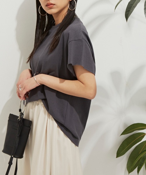 Auntie Rosa Holiday（アンティローザホリデー）の「ヘヴィーウェイトコットンフレンチスリーブTシャツ（Tシャツ/カットソー・レディース・ホワイト/チャコールグレー/パープル/ブルー/グリーン/モカ・FREE）」の12枚目の写真