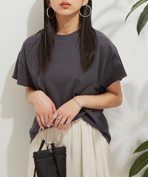 Auntie Rosa Holiday（アンティローザホリデー）の「ヘヴィーウェイトコットンフレンチスリーブTシャツ（Tシャツ/カットソー・レディース・ホワイト/チャコールグレー/パープル/ブルー/グリーン/モカ・FREE）」の13枚目の写真