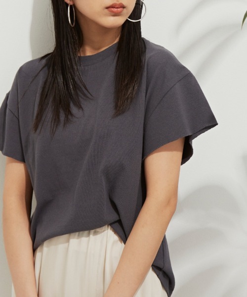 Auntie Rosa Holiday（アンティローザホリデー）の「ヘヴィーウェイトコットンフレンチスリーブTシャツ（Tシャツ/カットソー・レディース・ホワイト/チャコールグレー/パープル/ブルー/グリーン/モカ・FREE）」の15枚目の写真