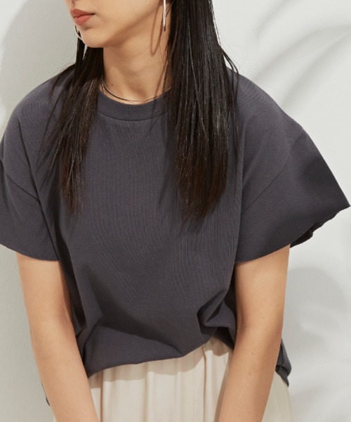 Auntie Rosa Holiday（アンティローザホリデー）の「ヘヴィーウェイトコットンフレンチスリーブTシャツ（Tシャツ/カットソー・レディース・ホワイト/チャコールグレー/パープル/ブルー/グリーン/モカ・FREE）」の17枚目の写真