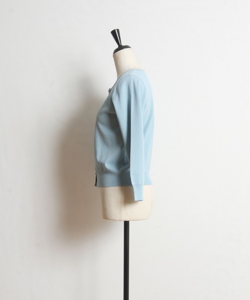tocco closet（トッコ　クローゼット）の「パール付きオーガンジーフラワーモチーフ装飾七分袖カーディガン（カーディガン/ボレロ・レディース・ブルー/オフホワイト/ピンク/レモンイエロー・M）」の20枚目の写真