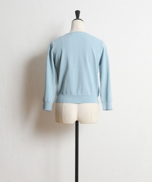 tocco closet（トッコ　クローゼット）の「パール付きオーガンジーフラワーモチーフ装飾七分袖カーディガン（カーディガン/ボレロ・レディース・ブルー/オフホワイト/ピンク/レモンイエロー・M）」の21枚目の写真