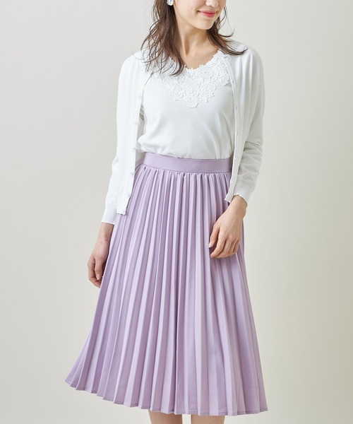 tocco closet（トッコ　クローゼット）の「パール付きオーガンジーフラワーモチーフ装飾七分袖カーディガン（カーディガン/ボレロ・レディース・ブルー/オフホワイト/ピンク/レモンイエロー・M）」の7枚目の写真