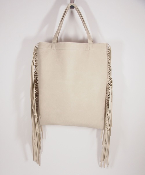 Ms.yuu by Nothing And Others(ミスユーバイナッシングアンドアザーズ)の「【Msyuu/ミスユー】 Fringe Suede Tote Bag / フリンジスエードトートバッグ(トートバッグ・レディース・ベージュ/グレー・FREE)」の8枚目の写真