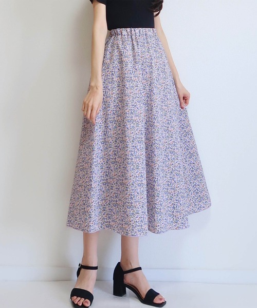 PURIL（ピュリル）の「【PURIL】フラワープリント サイドポケット付き フレアスカート（スカート・レディース・オフホワイト/ピンク/ミント・S/M）」の3枚目の写真