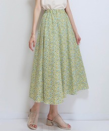 【PURIL】フラワープリント サイドポケット付き フレアスカート