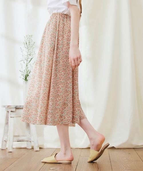 PURIL（ピュリル）の「【PURIL】フラワープリント サイドポケット付き フレアスカート（スカート・レディース・オフホワイト/ピンク/ミント・S/M）」の5枚目の写真