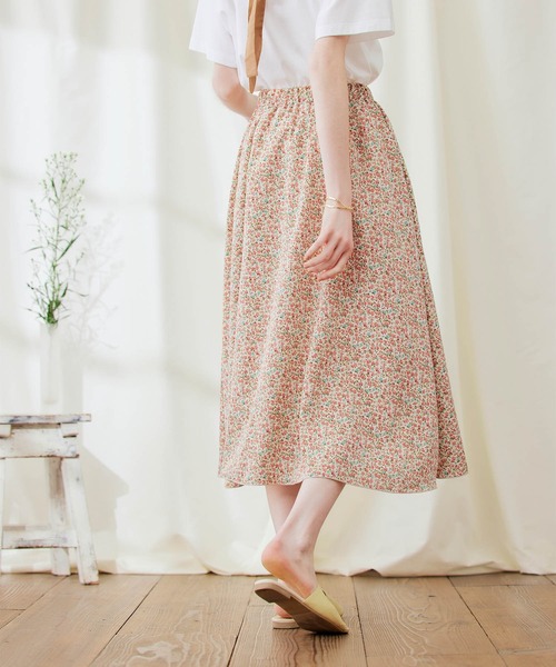 PURIL（ピュリル）の「【PURIL】フラワープリント サイドポケット付き フレアスカート（スカート・レディース・オフホワイト/ピンク/ミント・S/M）」の6枚目の写真