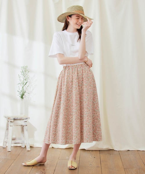 PURIL（ピュリル）の「【PURIL】フラワープリント サイドポケット付き フレアスカート（スカート・レディース・オフホワイト/ピンク/ミント・S/M）」の12枚目の写真