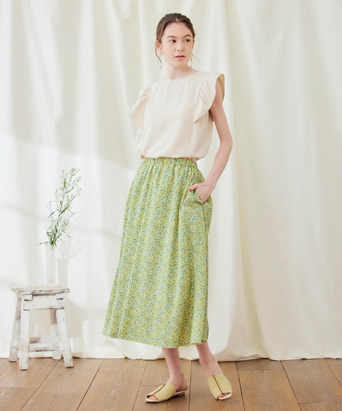 PURIL（ピュリル）の「【PURIL】フラワープリント サイドポケット付き フレアスカート（スカート・レディース・オフホワイト/ピンク/ミント・S/M）」の18枚目の写真