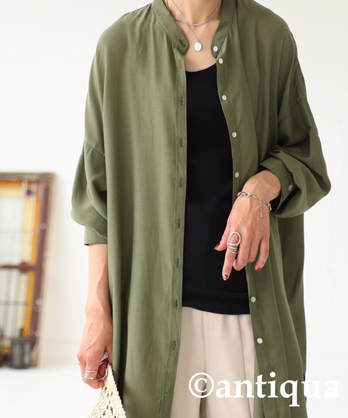 antiqua（アンティカ）の「大人の抜け感。ロングシアーシャツ（シャツ/ブラウス・レディース・ブラック/カーキ/オフホワイト/ブルー系その他・FREE）」の19枚目の写真
