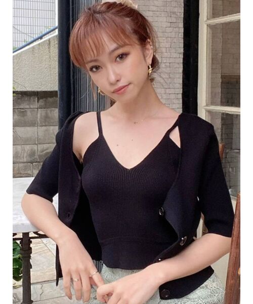 RESEXXY（リゼクシー）の「リブニットビスチェ【セット着用可能】（ニット/セーター・レディース・ブラック/グリーン/モカ・FREE）」の2枚目の写真