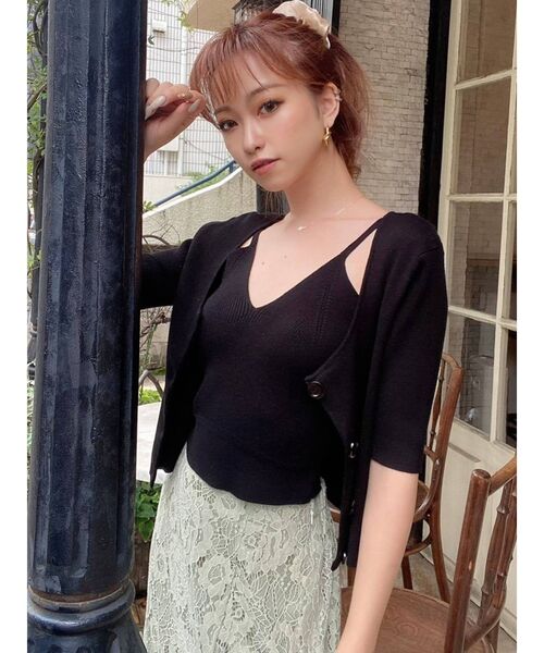 RESEXXY（リゼクシー）の「リブニットビスチェ【セット着用可能】（ニット/セーター・レディース・ブラック/グリーン/モカ・FREE）」の5枚目の写真