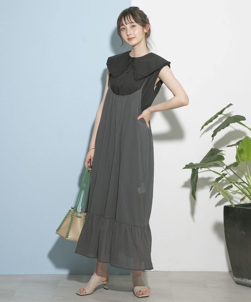 UR Lab.（アーバンリサーチラボ）の「マーメイドキャミソールワンピース（ワンピース・レディース・オレンジ/チャコールグレー・FREE）」の2枚目の写真